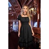 image:imageScarlet Darkness Womens Gothic Pirate Corset A Line Midi Dress with PocketsBlack