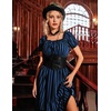 image:imageScarlet Darkness Womens Gothic Pirate Corset A Line Midi Dress with PocketsBlack and Blue Stripe