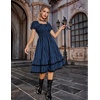image:imageScarlet Darkness Womens Gothic Pirate Corset A Line Midi Dress with PocketsBlack and Blue Stripe
