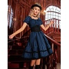image:imageScarlet Darkness Womens Gothic Pirate Corset A Line Midi Dress with PocketsBlack and Blue Stripe
