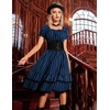 image:imageScarlet Darkness Womens Gothic Pirate Corset A Line Midi Dress with PocketsBlack and Blue Stripe