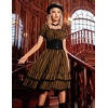 image:imageScarlet Darkness Womens Gothic Pirate Corset A Line Midi Dress with PocketsBlack and Orange Stripe