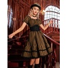 image:imageScarlet Darkness Womens Gothic Pirate Corset A Line Midi Dress with PocketsBlack and Orange Stripe
