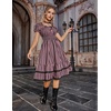 image:imageScarlet Darkness Womens Gothic Pirate Corset A Line Midi Dress with PocketsBlack and Pink Stripe