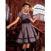 image:imageScarlet Darkness Womens Gothic Pirate Corset A Line Midi Dress with PocketsBlack and Pink Stripe