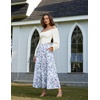 image:imageScarlet Darkness Womens High Waist Floral Tiered Maxi Skirt with PocketsBlue White Floral