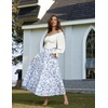 image:imageScarlet Darkness Womens High Waist Floral Tiered Maxi Skirt with PocketsBlue White Floral