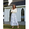 image:imageScarlet Darkness Womens High Waist Floral Tiered Maxi Skirt with PocketsBlue White Floral