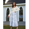 image:imageScarlet Darkness Womens High Waist Floral Tiered Maxi Skirt with PocketsBlue White Floral