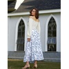 image:imageScarlet Darkness Womens High Waist Floral Tiered Maxi Skirt with PocketsBlue White Floral