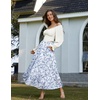image:imageScarlet Darkness Womens High Waist Floral Tiered Maxi Skirt with PocketsBlue White Floral