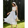 image:imageScarlet Darkness Womens High Waist Floral Tiered Maxi Skirt with PocketsWhite Blue Floral