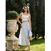 image:imageScarlet Darkness Womens High Waist Floral Tiered Maxi Skirt with PocketsWhite Blue Floral