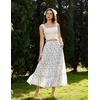 image:imageScarlet Darkness Womens High Waist Floral Tiered Maxi Skirt with PocketsWhite Blue Floral