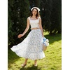 image:imageScarlet Darkness Womens High Waist Floral Tiered Maxi Skirt with PocketsWhite Blue Floral