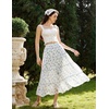 image:imageScarlet Darkness Womens High Waist Floral Tiered Maxi Skirt with PocketsWhite Blue Floral