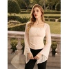 image:imageScarlet Darkness Womens Mesh Top 2026 Long Sleeve Renaissance BlousesApricot