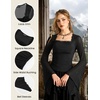 image:imageScarlet Darkness Womens Mesh Top 2026 Long Sleeve Renaissance BlousesBlack