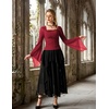 image:imageScarlet Darkness Womens Mesh Top 2026 Long Sleeve Renaissance BlousesWine