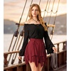 image:imageScarlet Darkness Womens Renaissance Pirate Skirt Asymmetrical Mini SkirtsRed