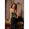 image:imageScarlet Darkness Womens Velvet Corset Top Strapless Bustier for Party ClubGreen