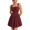 image:imageScarlet Darkness Corset Mini Dress Adjustable Straps Sundress with PocketsWine