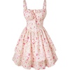 image:imageScarlet Darkness Floral Mini Corset Dress Women Teens Sundress with PocketsBeige Red Floral