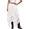 image:imageScarlet Darkness Lace Skirt for Women Asymmetrical Flowy Boho Maxi SkirtsWhite