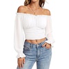 image:imageScarlet Darkness Off The Shoulder Tops for Women Crop Long Sleeve BlousesWhite