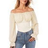 image:imageScarlet Darkness Peasant Blouses for Women Chiffon Off Shoulder Fall TopsCream