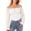 image:imageScarlet Darkness Peasant Blouses for Women Chiffon Off Shoulder Fall TopsIvory White