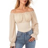 image:imageScarlet Darkness Peasant Blouses for Women Chiffon Off Shoulder Fall TopsOyster White