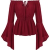 image:imageScarlet Darkness Renaissance Shirt Women Peasant Pirate Off Shoulder TopsWine