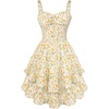 image:imageScarlet Darkness Smocked Floral Sundresses Women Teens Summer Spring DressWhite Yellow Floral