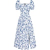 White Deep-blue Floral