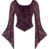 image:imageScarlet Darkness Women Bell Long Sleeve Lace Top Gothic Y2K Mesh ShirtGray Purple