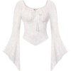 image:imageScarlet Darkness Women Bell Long Sleeve Lace Top Gothic Y2K Mesh ShirtIvory White