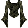 image:imageScarlet Darkness Women Bell Long Sleeve Lace Top Gothic Y2K Mesh ShirtOlive