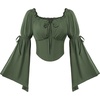 image:imageScarlet Darkness Women Renaissance Corset Bell Sleeve Off Shoulder TopsArmy Green