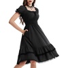 image:imageScarlet Darkness Womens Gothic Pirate Corset A Line Midi Dress with PocketsBlack