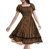 image:imageScarlet Darkness Womens Gothic Pirate Corset A Line Midi Dress with PocketsBlack and Orange Stripe