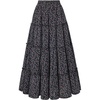 image:imageScarlet Darkness Womens High Waist Floral Tiered Maxi Skirt with PocketsBlack Purple Floral