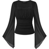 image:imageScarlet Darkness Womens Mesh Top 2026 Long Sleeve Renaissance BlousesBlack