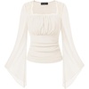 image:imageScarlet Darkness Womens Mesh Top 2026 Long Sleeve Renaissance BlousesWhite