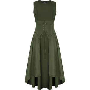 image:imageSCARLRT DARKNESS Women Renaissance Costume Underbust Pirate High Low DressArmy Green