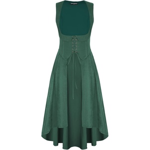 image:imageSCARLRT DARKNESS Women Renaissance Costume Underbust Pirate High Low DressForest Green