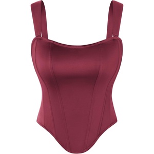 image:imageScarlet Darkness Corset Tops for Women Detachable Straps Satin BustierBrown Red