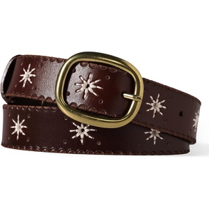 image:imageScarlet Darkness Leather Belt Women Embroidered Cowgirl BeltDark Brown
