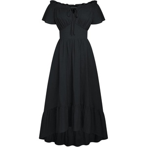 image:imageScarlet Darkness Off Shoulder Flutter Sleeve Renaissance Peasant Midi DressBlack