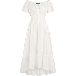 image:imageScarlet Darkness Off Shoulder Flutter Sleeve Renaissance Peasant Midi DressIvory